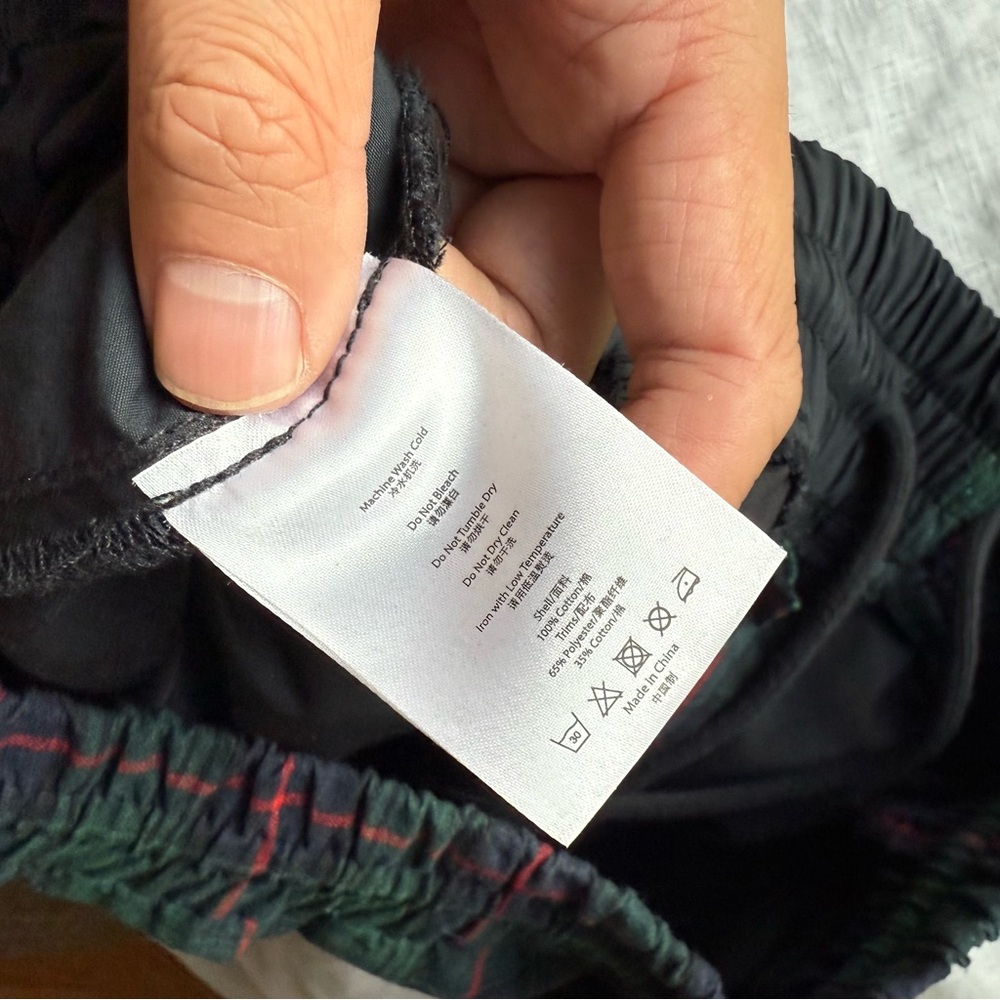 CLOT green black plaid cotton‎ patchwork slim straight leg pants - Picture 6 of 6